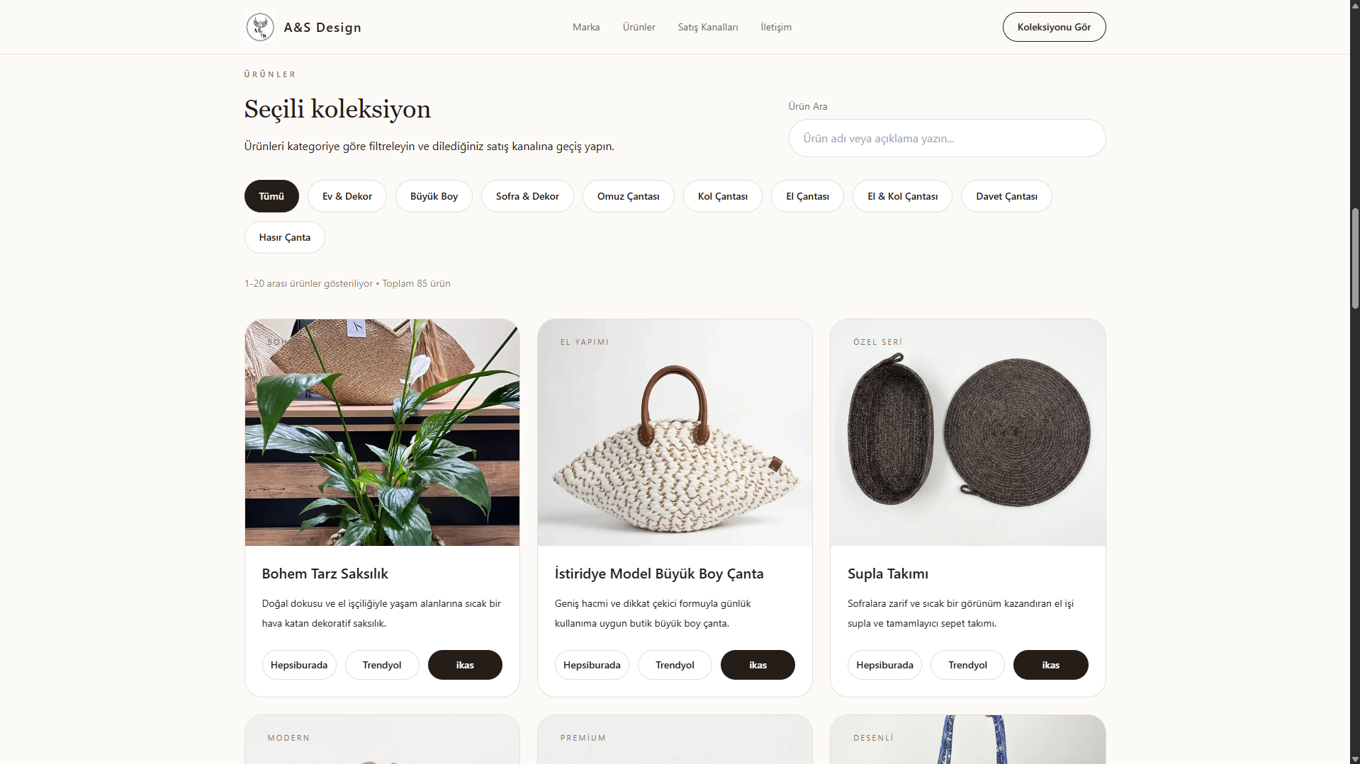 A&S DESIGN — website screenshot