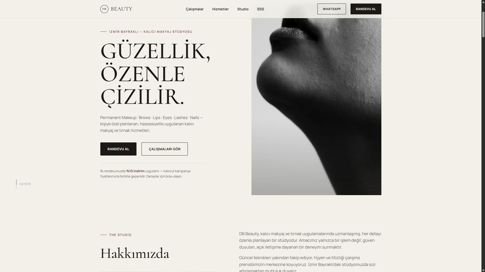 DB BEAUTY — website screenshot